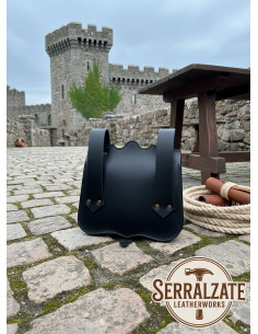 Sac à chevalier médiéval Percival pour ceinture, cuir noir 2