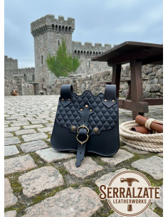 Sac à chevalier médiéval Percival pour ceinture, cuir noir