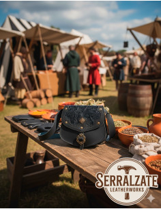 Sac médiéval en cuir modèle Escudero, couleur noire