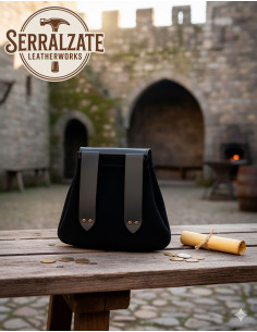 Sac à aumône médiéval modèle Arcana, couleur noire 2