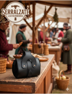 Sac médiéval en cuir modèle Emeritano, couleur noire 2