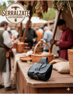 Sac médiéval en cuir modèle Emeritano, couleur noire