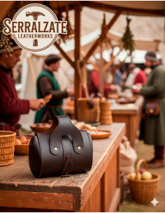 Sac médiéval en cuir modèle Émeritano, couleur marron 2