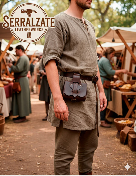 Sac médiéval en cuir modèle...