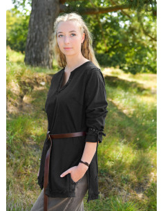 Tunique médiévale marron modèle Yrsa, finition usée 2