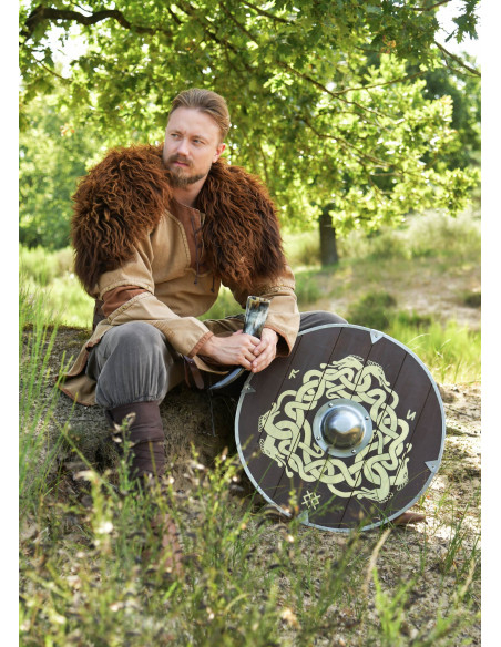 Tunique médiévale beige-marron usée...