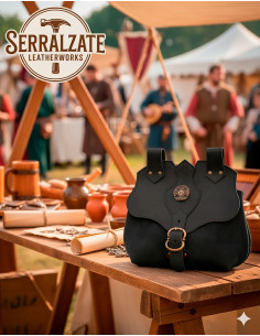 Sac médiéval en cuir modèle Samuel, couleur noire
