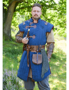 Gambison médiéval bleu-marron finition usée modèle Vari
