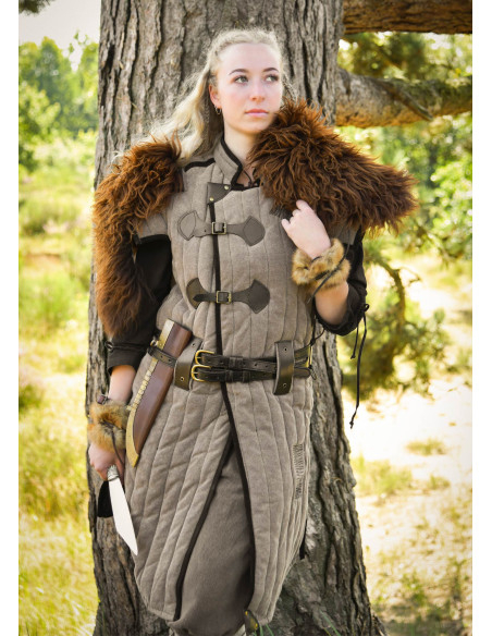 gambison médiéval marron-noir fini...