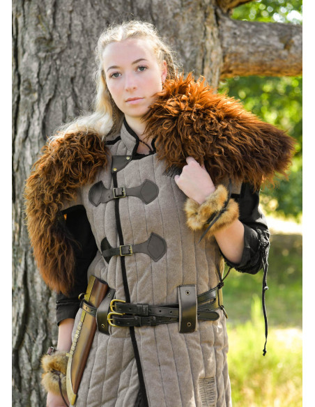 gambison médiéval marron-noir fini...