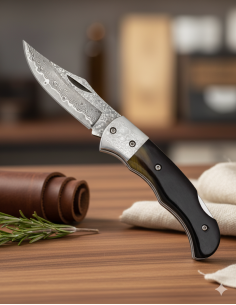 Couteau de campagne marque Albainox lame damasquinée en...