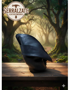 Bonnet médiéval en cuir modèle Rolf, couleur noire 2