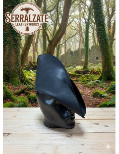 Bonnet médiéval en cuir modèle Rolf, couleur noire