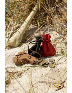 Limosnière en cuir de pirate, couleur noire 2
