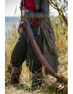 Étui pour épée courbe en cuir, couleur marron