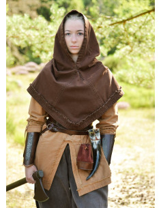 Capuche médiévale en coton modèle Stig, couleur marron