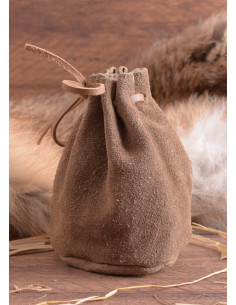 Grande sacoche médiévale en cuir marron, style ancien