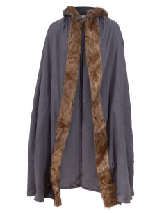 Cape médiévale à capuche en coton modèle Aaron, couleur gris