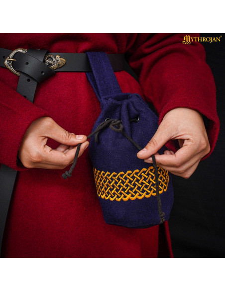 Sac médiéval en laine brodée pour...