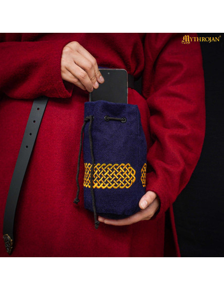 Sac médiéval en laine brodée pour...