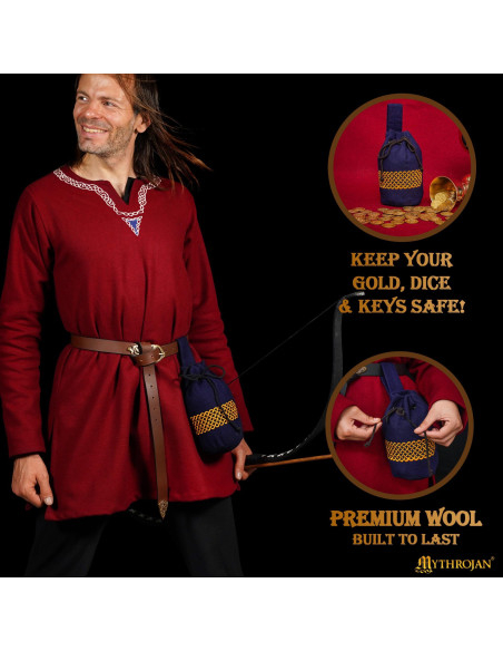 Sac médiéval en laine brodée pour...