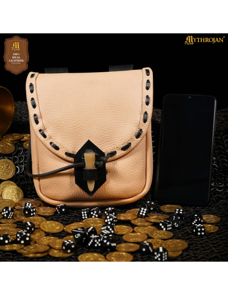 Sac médiéval en cuir avec fermeture...