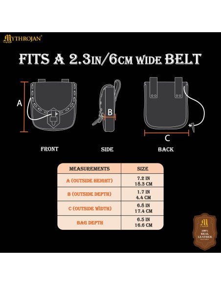 Sac médiéval en cuir avec fermeture...