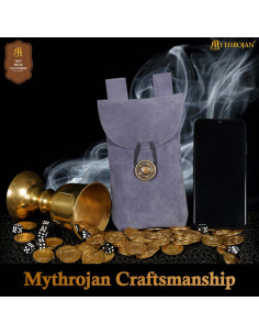 Sac à main médiéval en cuir de daim à fermeture bouton,... 2