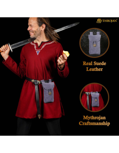 Sac à main médiéval en cuir de daim à...