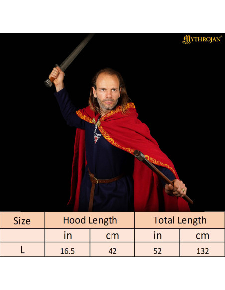 Cape médiévale en laine avec des...