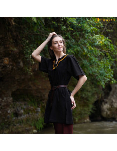 Tunique viking en coton à col brodé pour femme, couleur... 2