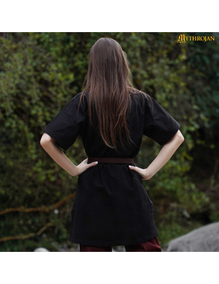 Tunique viking en coton à col brodé...