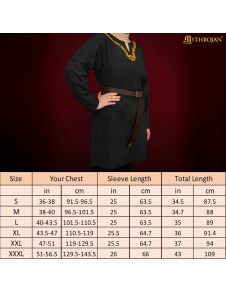 Tunique viking en coton à manches...