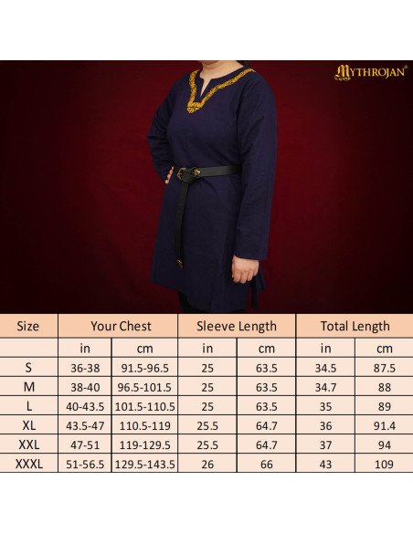 Tunique viking en coton à manches...