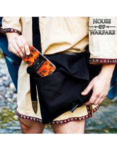 Sac médiéval en coton avec fermeture en corne, couleur noire 2