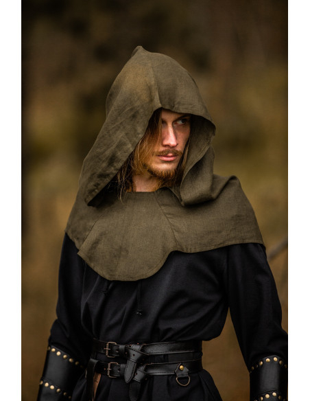 Gugel médiéval en lin modèle Mannix,...