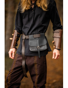 Sac banane médiéval en cuir modèle Albrecht, couleur noire