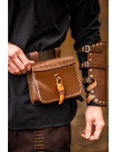 Sac banane médiéval en cuir modèle Volmar, couleur marron
