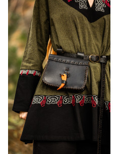 Sac banane médiéval en cuir modèle Volmar, couleur noire