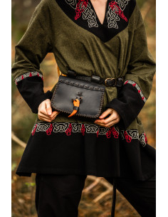 Sac banane médiéval en cuir modèle Volmar, couleur noire 2