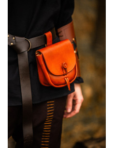 Sac à main médiéval en cuir modèle Tilo, couleur cognac
