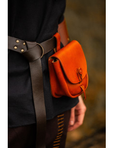 Sac à main médiéval en cuir modèle Tilo, couleur cognac 2