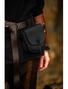 Sac médiéval en cuir modèle Tilo, couleur noire