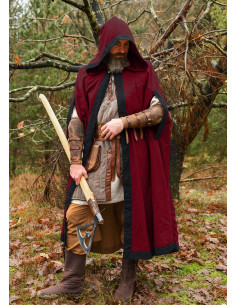 Cape médiévale en coton modèle Theves, couleur bordeaux