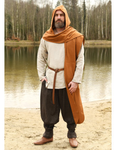 Écharpe médiévale à capuche en coton, couleur beige