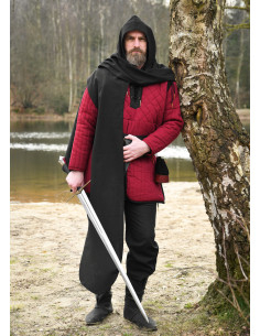 Écharpe médiévale à capuche en coton noir