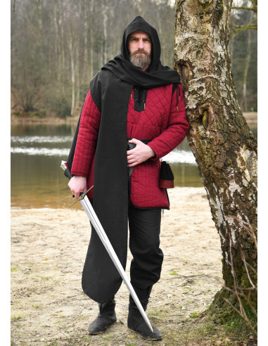 Écharpe médiévale à capuche en coton noir