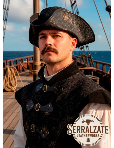 Chapeau de pirate Tricorn en cuir...
