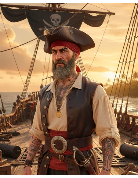 Chapeau de pirate Tricorn en cuir,...