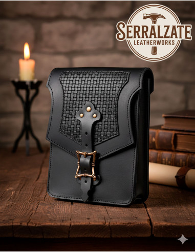 Sacoche médiévale en cuir modèle Jabardo, couleur noire